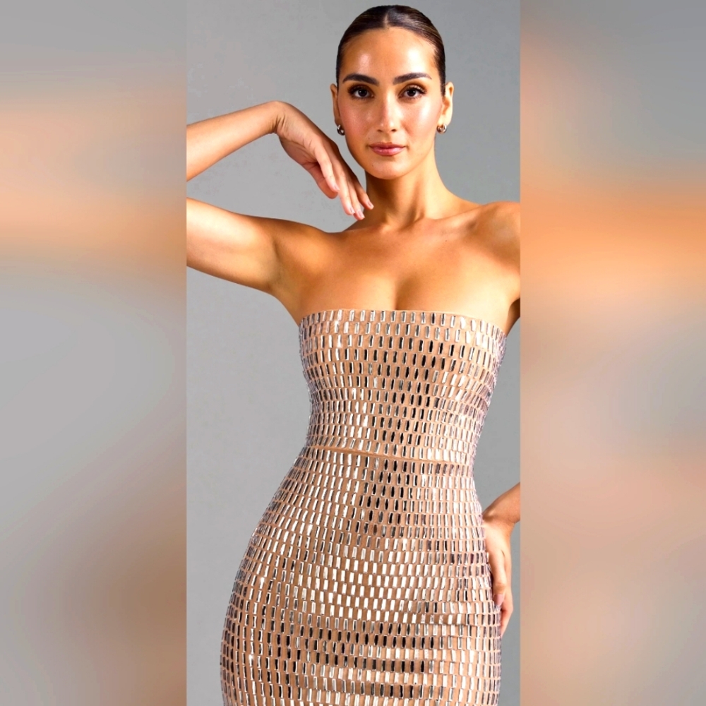*** Embellished Bandeau Mini Dress***